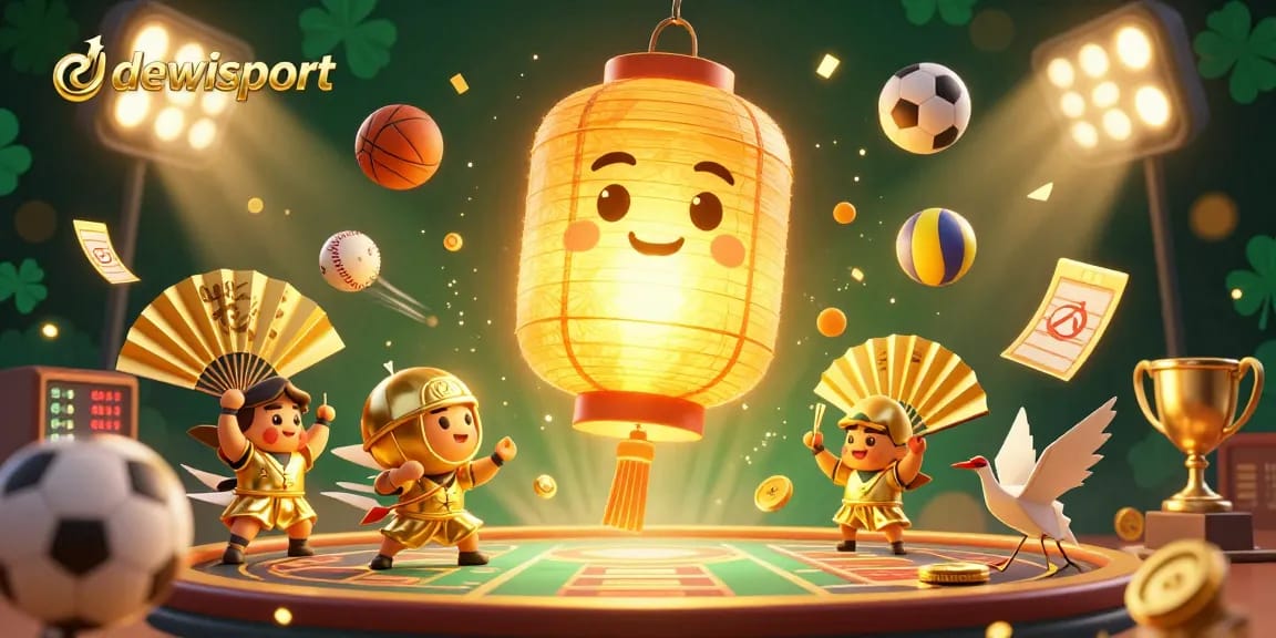 Experience thrilling sports betting action with dewisport in a vibrant 3D casino scene!