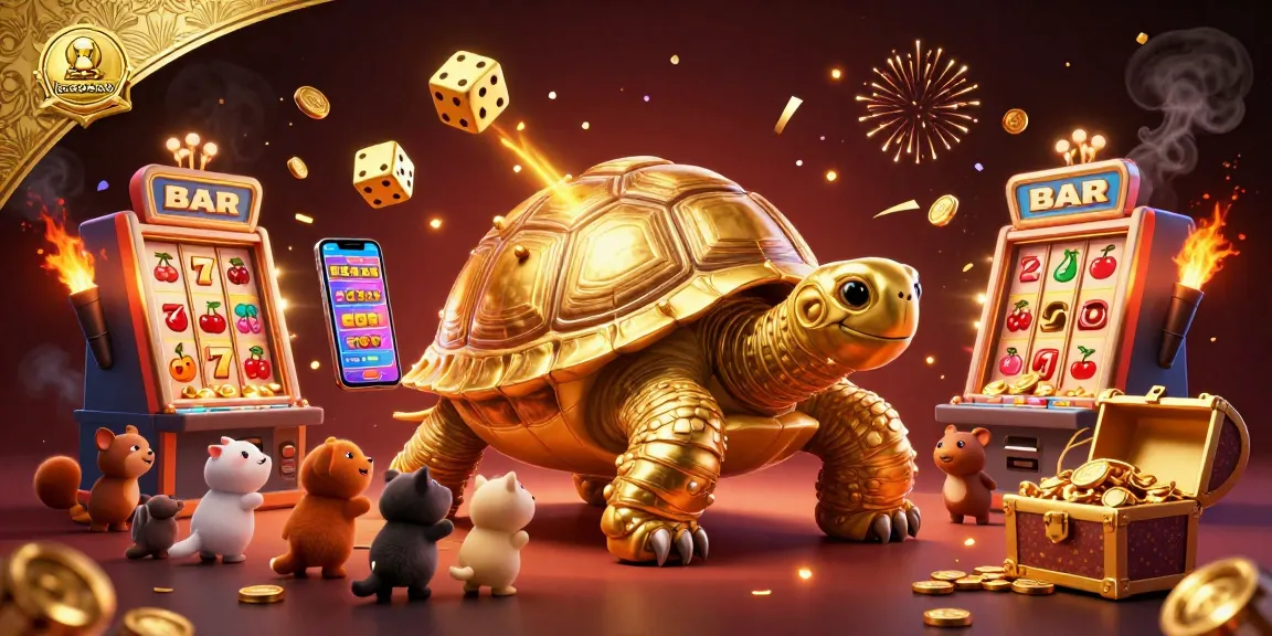 Kemenangan besar di lazadatoto dengan tortoise emas, mesin slot, dan banyak bonus.