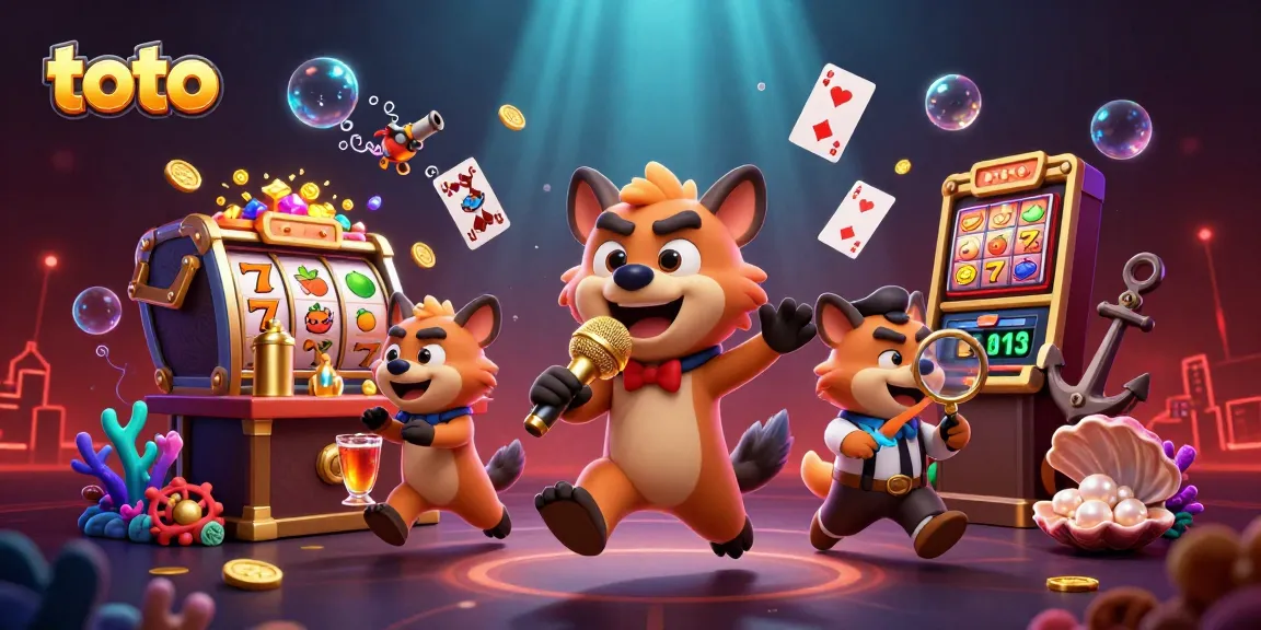 Engage with the thrilling casino scene as toto hyenas entertain with jokes while players enjoy slots.