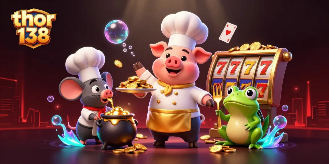 Menampilkan permainan slot seru di thor 138, dengan koin emas dan simbol keberuntungan yang memukau pemain.