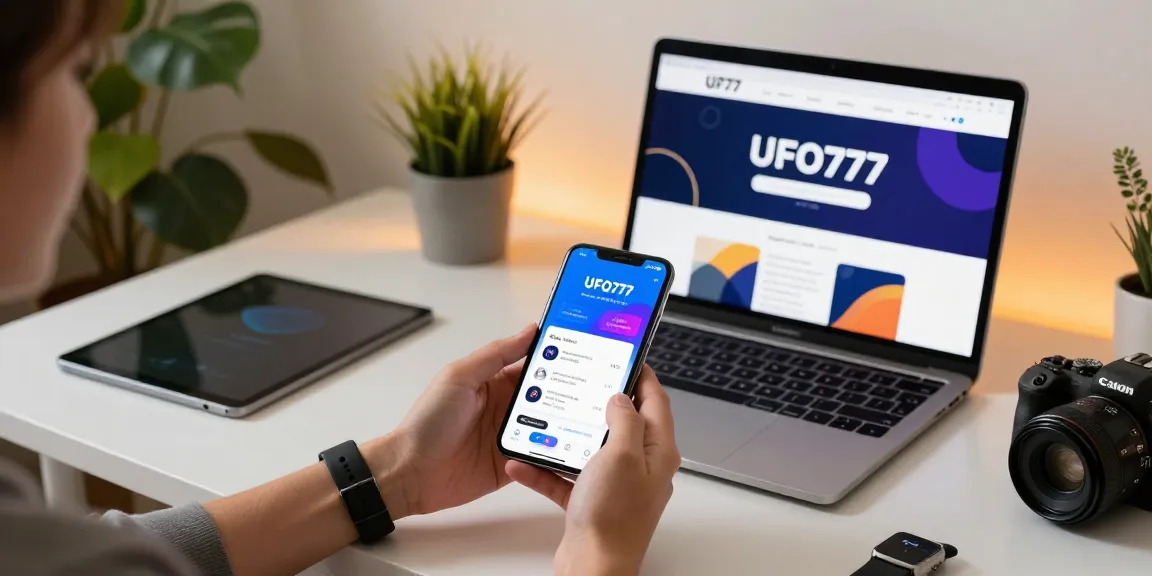 Aplikasi UFO777 yang diinstal di smartphone dengan tampilan modern yang mengundang.