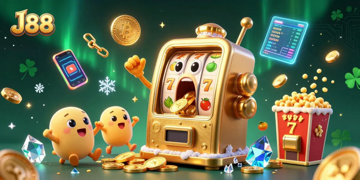 Spin the J88 slot machine and celebrate jackpots with lively cartoon characters in a colorful 3D world.
