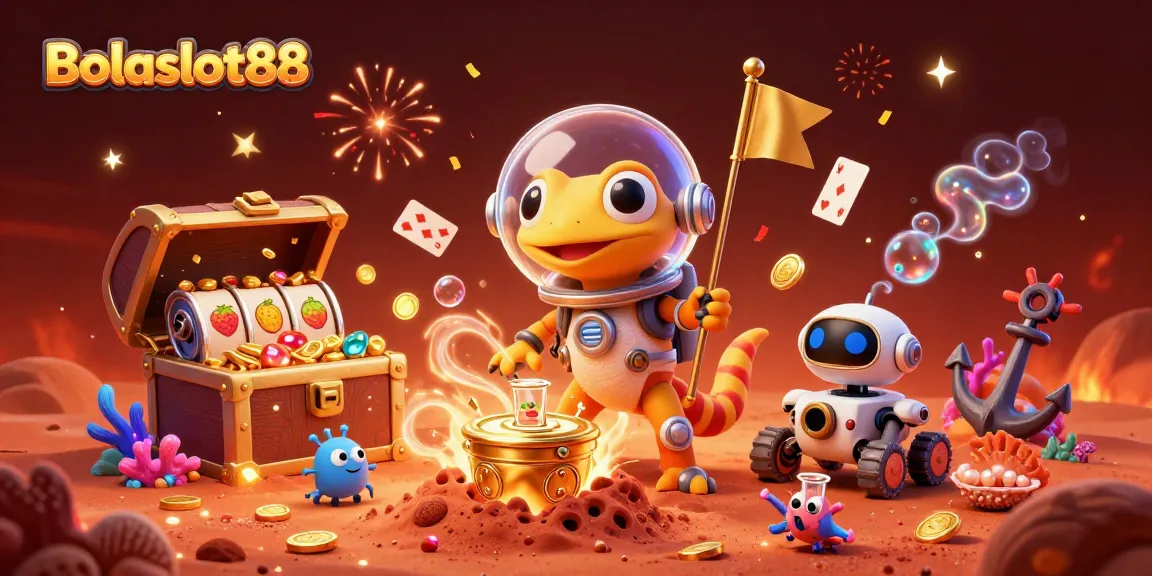 Bolaslot88 immerses players in a galactic casino adventure with slot reels and treasures.