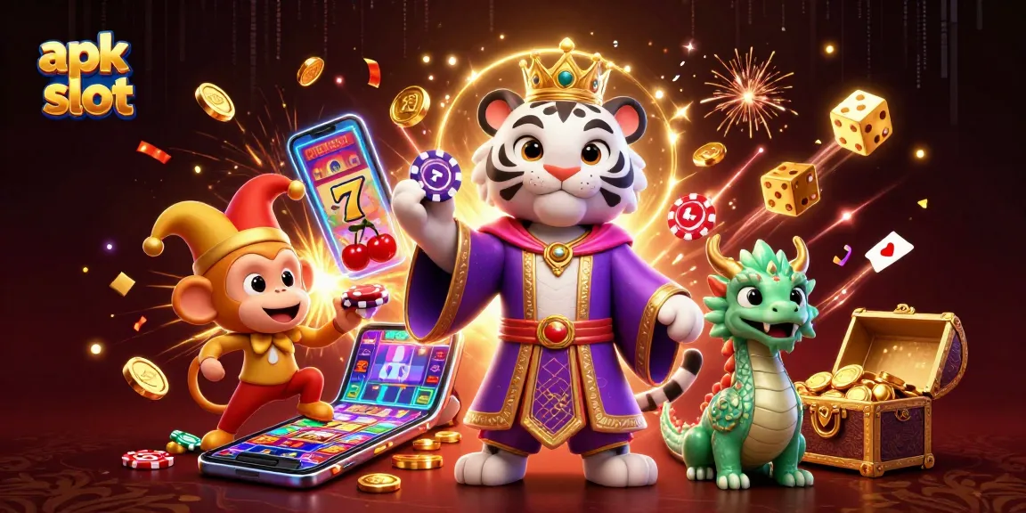 Permainan apk slot dengan harimau putih, monyet emas, dan naga giok, penuh keberuntungan.