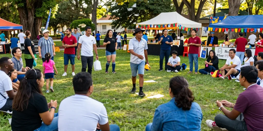 Acara komunitas Leci123 di taman menikmati kebersamaan dan kesenangan.