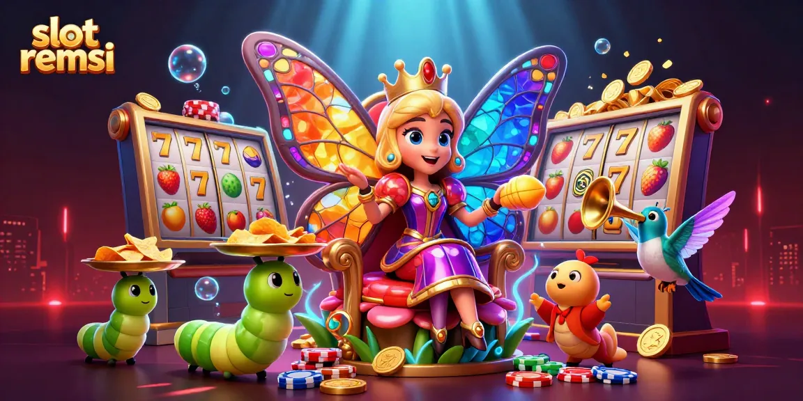 Menangkan slot remsi dengan ilustrasi ratu kupu-kupu dan elemen kasino yang memikat.