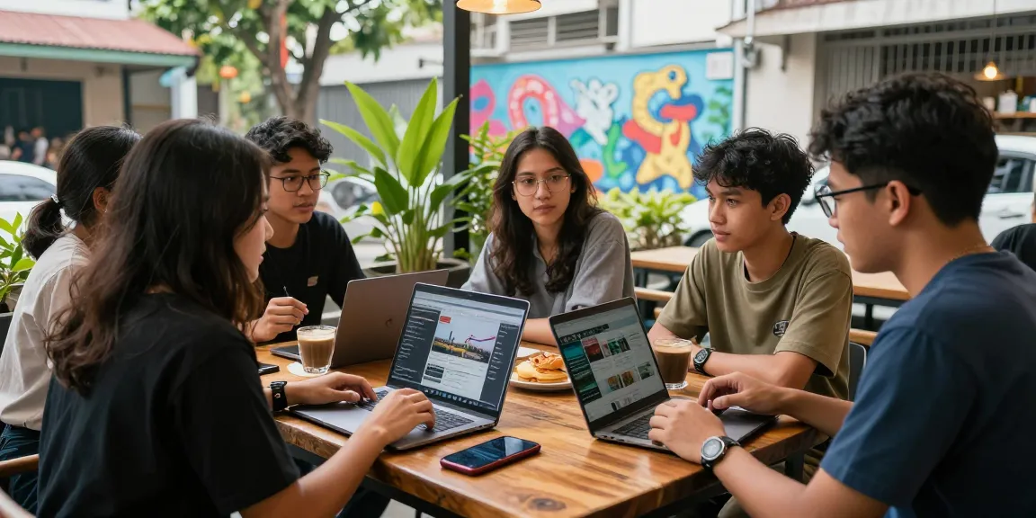 Diskusi di kafe lokal dengan Leci123 dan interaksi komunitas.