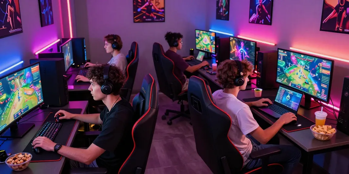Friends enjoying online gaming experience on CIKA4D platform in vibrant lounge.