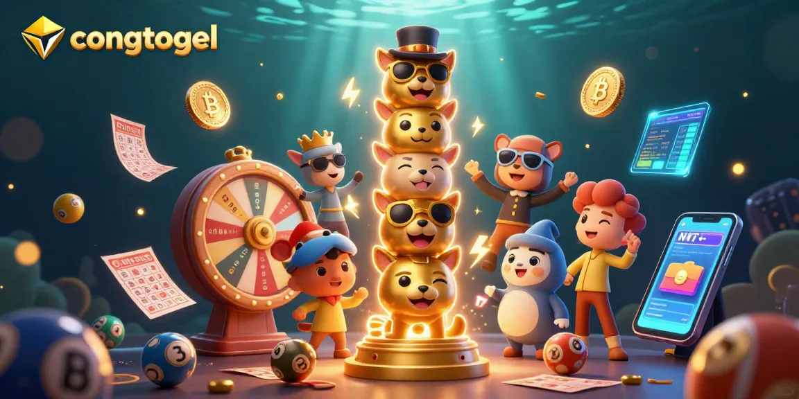 Engage with congtogel lottery excitement through vibrant 3D illustration showcasing golden totem pole and animated elements.